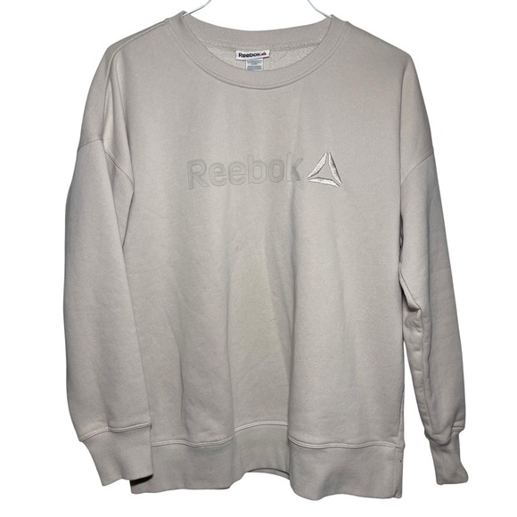 Reebok Crew Neck Long Sleeve Sweater/Size Large Retro Early 2000s/Beige - Picture 2 of 4